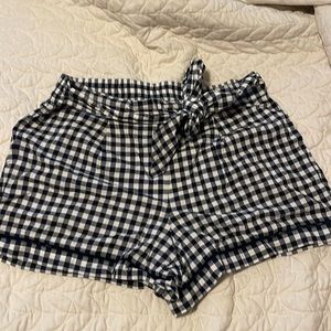 Navy and white, Loft tie shorts.